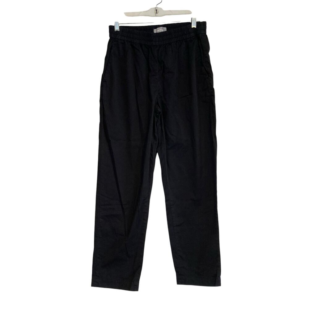 Everlane Black Cotton Elastic Waist Loungewear Loose Fit Curvy Pants Size 4